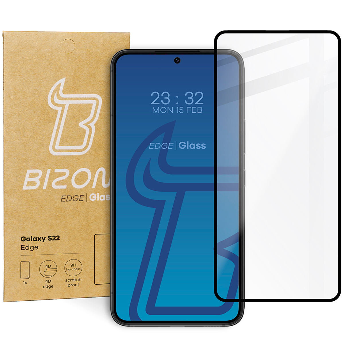 Szkło hartowane Bizon Glass Edge dla Galaxy S22, czarne.